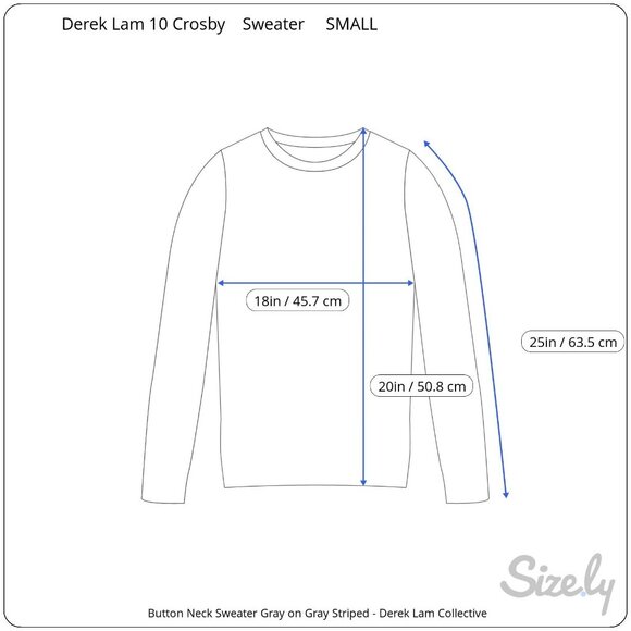 Derek Lam 10 Crosby Gray Striped Button Neck Sweater Ribbed Knit Small - Picture 6 of 7